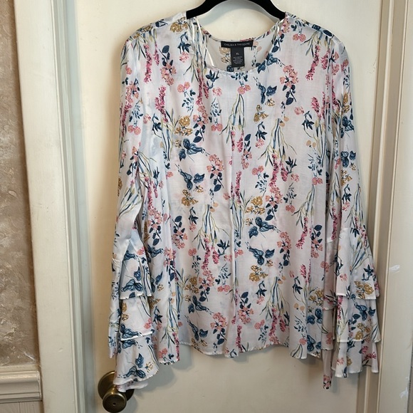 Chelsea & Theodore Pullover Floral Blouse Size XL - Picture 8 of 8